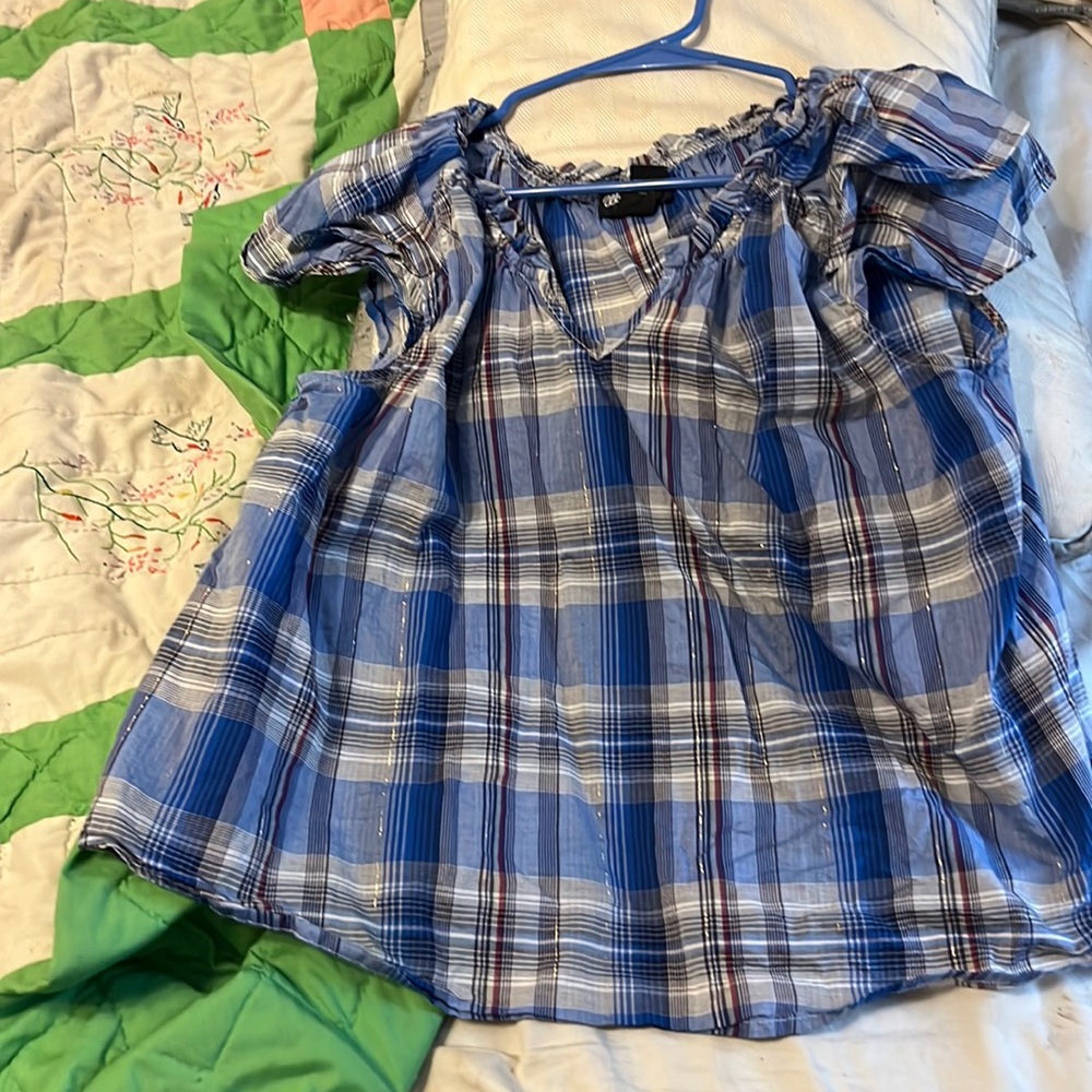 Blue tri color blouse